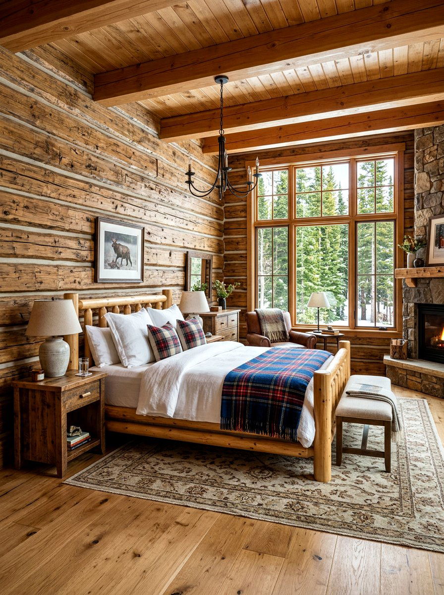 Exposed Log Walls - 30 lodge decor ideas