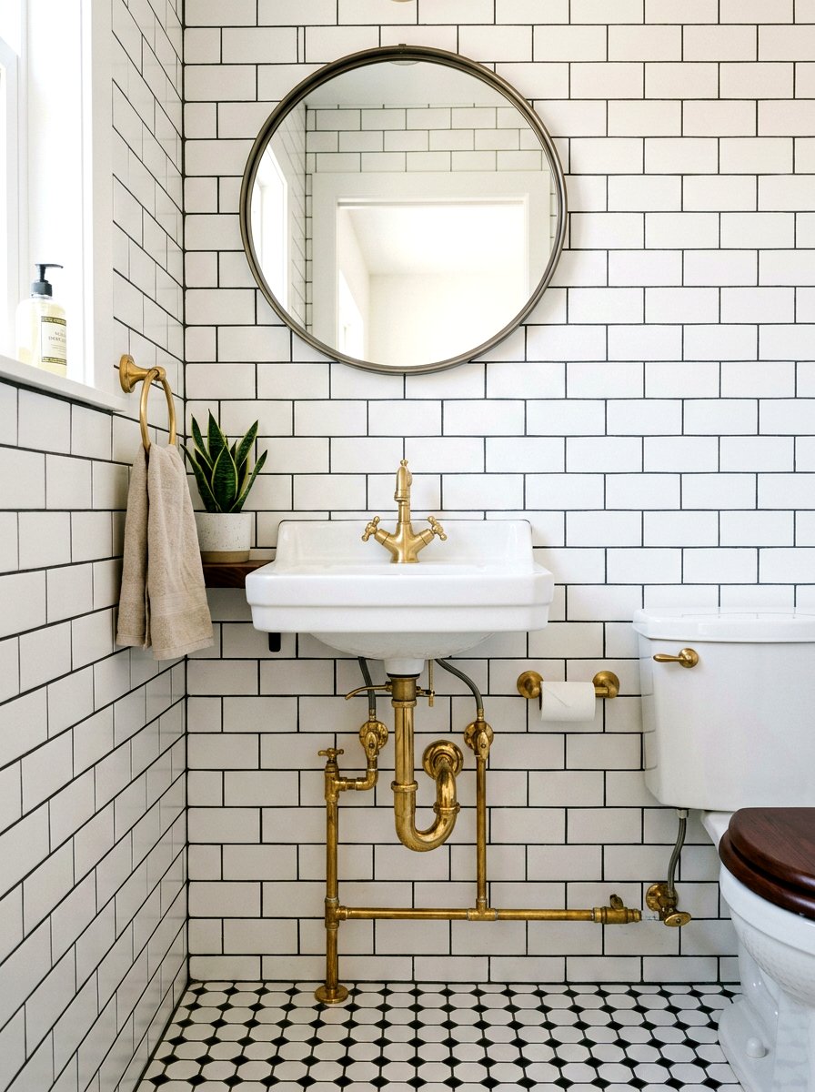 Exposed Plumbing Powder Room - 30 vintage powder room ideas