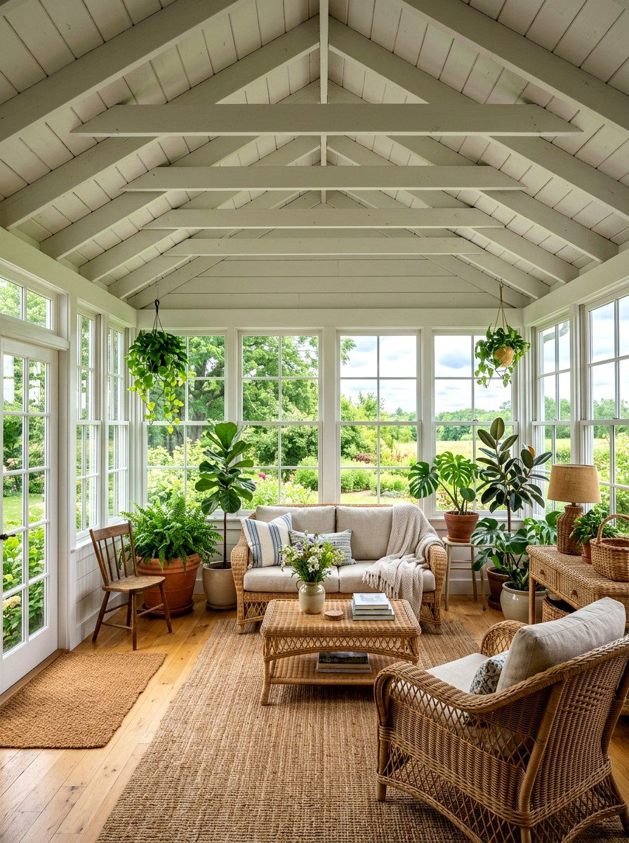 Exposed Rafter Farmhouse Style - 30 wood beam ceiling ideas