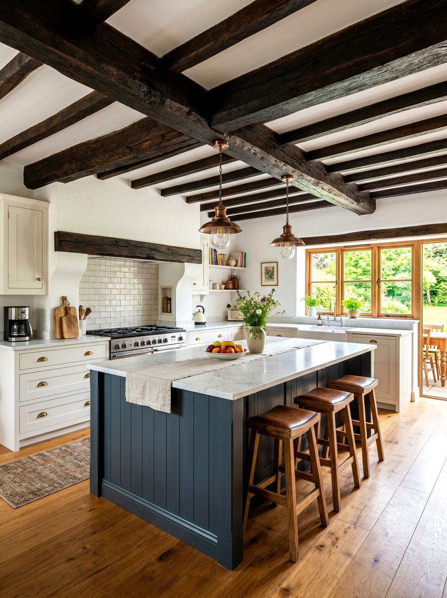 Exposed Timber Beam Kitchen - 30 modern rustic kitchen ideas