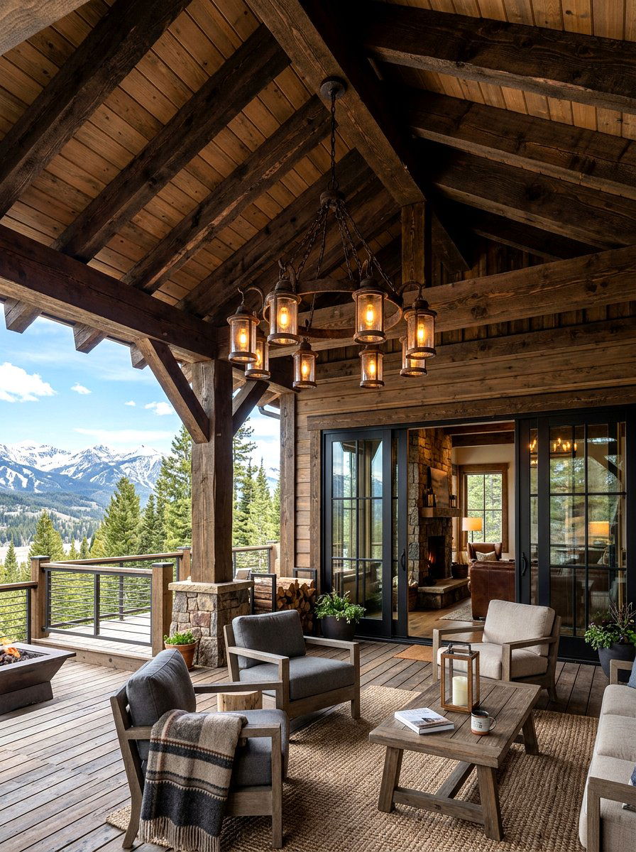 Exposed Wood Beam - 30 chalet porch ideas