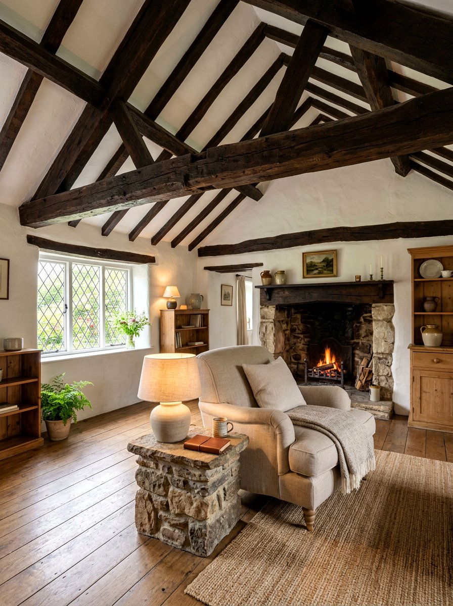 Exposed Wood Beams - 30 cottage home decor ideas