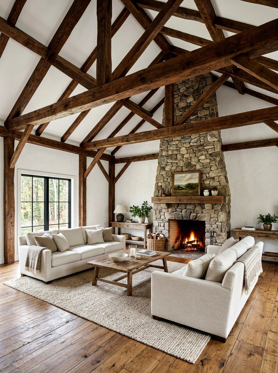 Exposed Wood Beams - 30 English country living room ideas