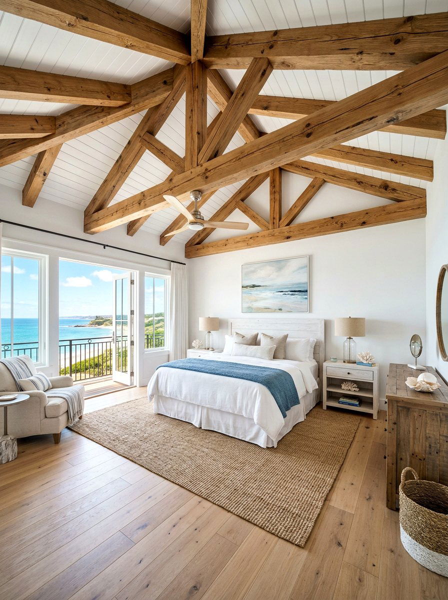 Exposed Wood Beams - 30 Hamptons bedroom ideas