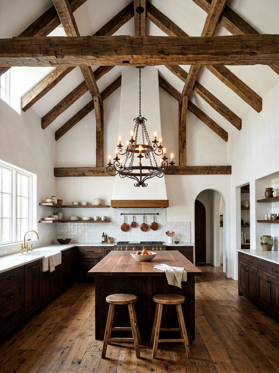 Exposed Wood Ceiling Beam - 30 Spanish style kitchen ideas