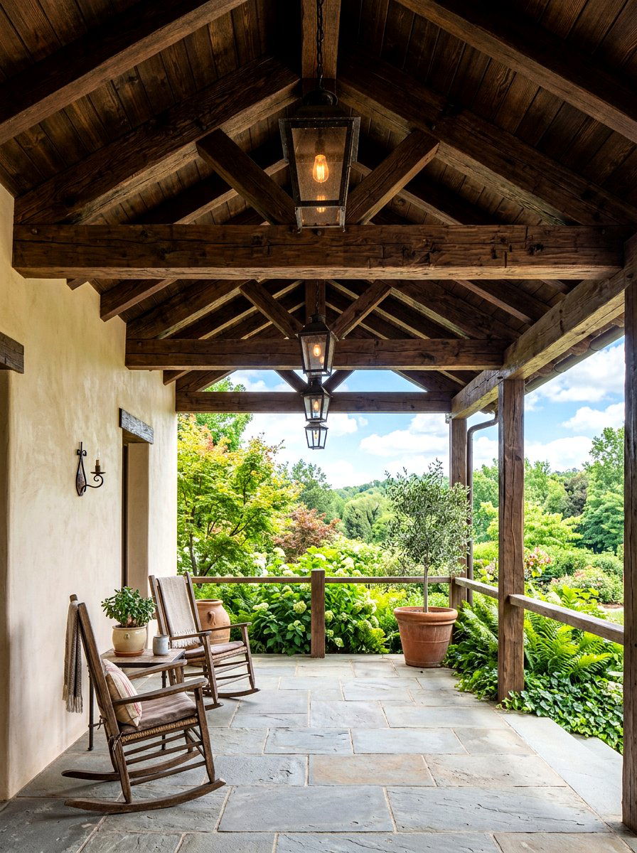 Exposed Wood Ceiling Beams - 30 Tuscan revival patio ideas