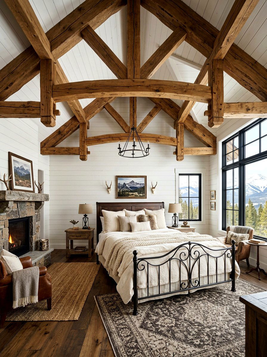 Exposed Wood Ceiling Beams - 30 rustic bedroom ideas