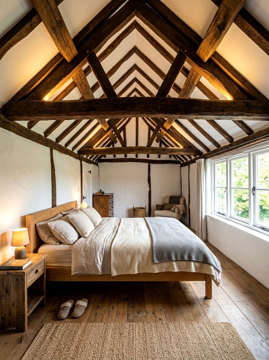 Exposed beam attic bedroom - 30 attic guest room ideas