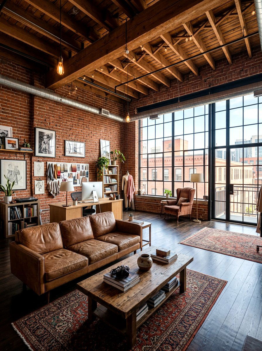 Exposed brick editorial loft - 30 editorial office ideas