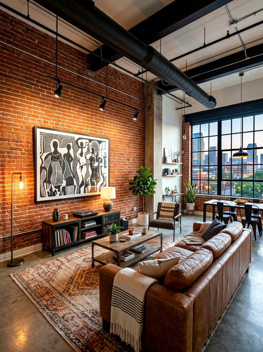 Exposed brick feature - 30 living room wall decor ideas