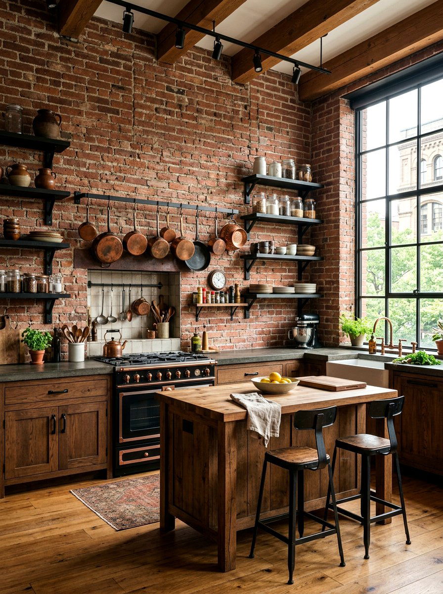Exposed brick kitchen - 30 full height backsplash ideas