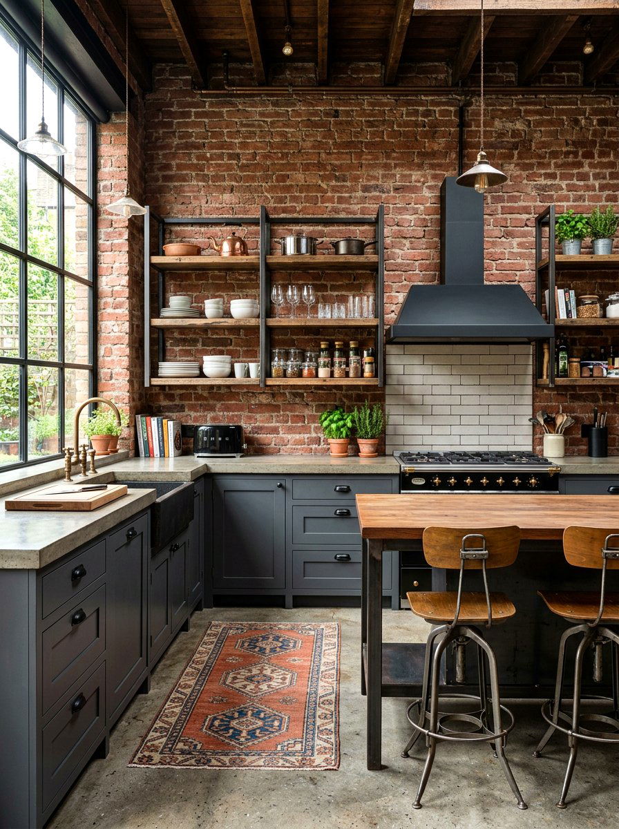 Exposed brick kitchen - 30 condo kitchen ideas
