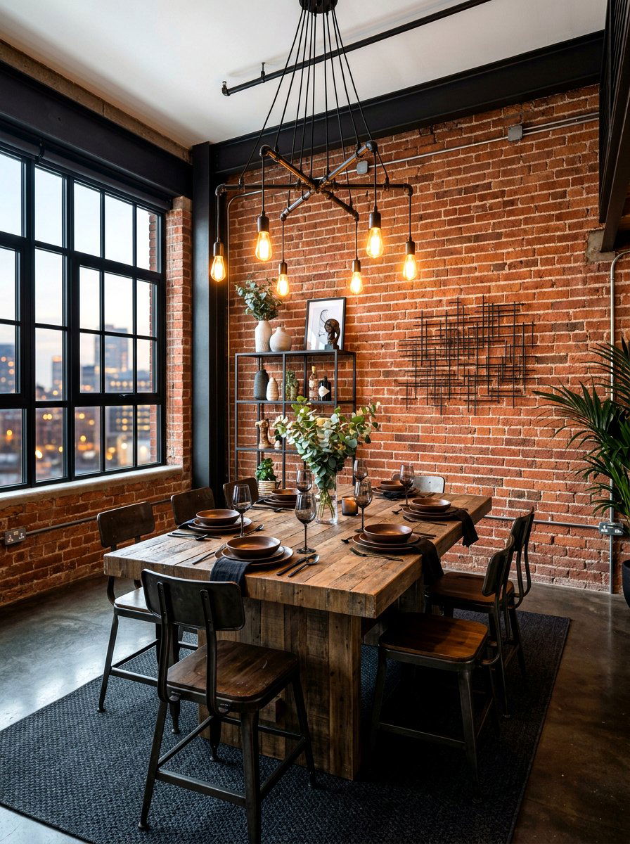 Exposed brick wall - 30 moody supper club dining ideas
