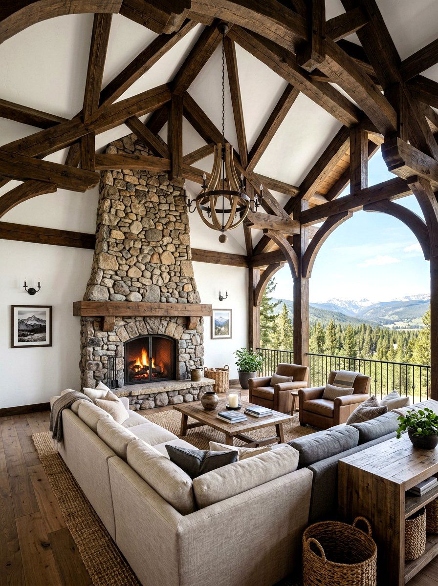Exposed wood beam ceiling - 30 warm Mediterranean lounge ideas