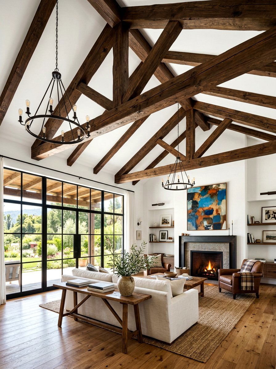 Exposed wood ceiling beams - 30 earthy home decor ideas