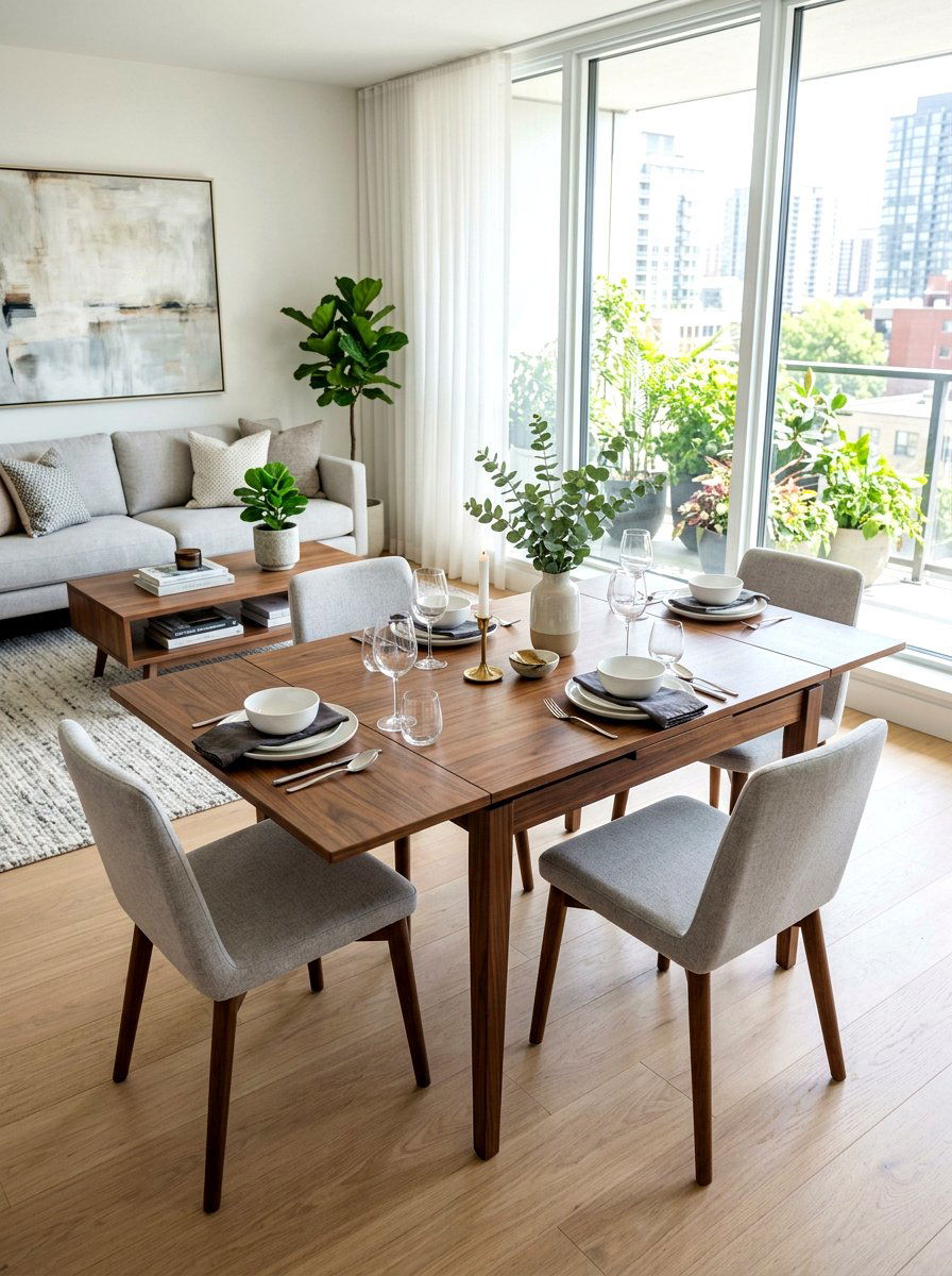 Extendable Dining Console - 30 compact apartment dining ideas