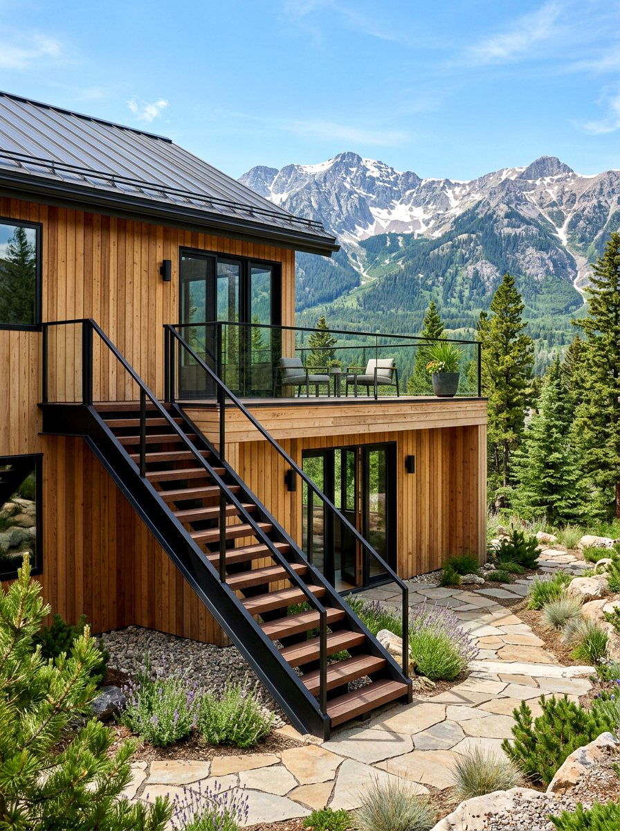 Exterior Floating Staircase Chalet - 30 chalet exterior ideas