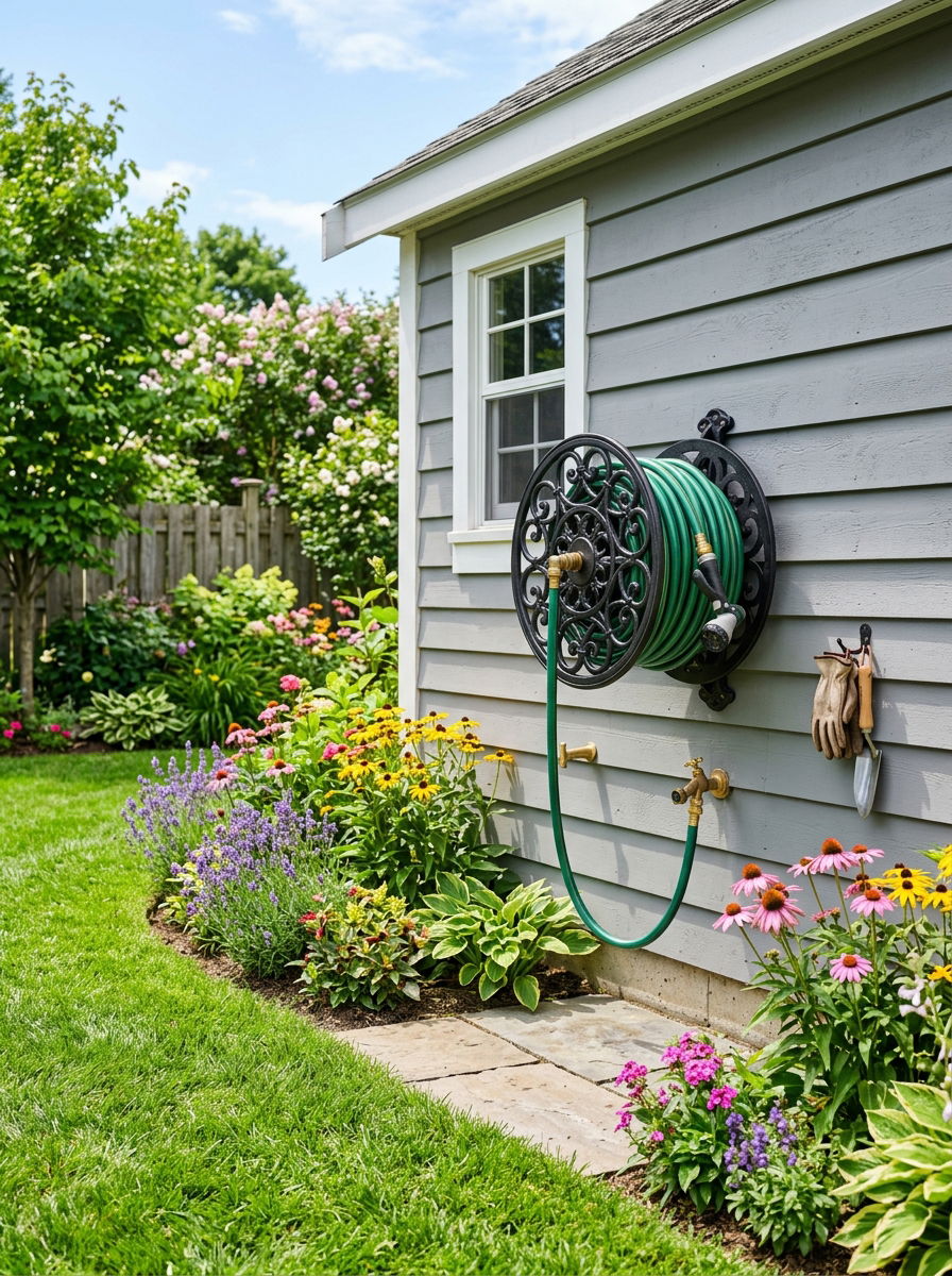 Exterior Garden Hose Station - 30 shed organization ideas