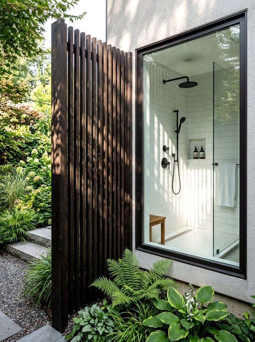 Exterior Privacy Screen - 30 shower window privacy ideas