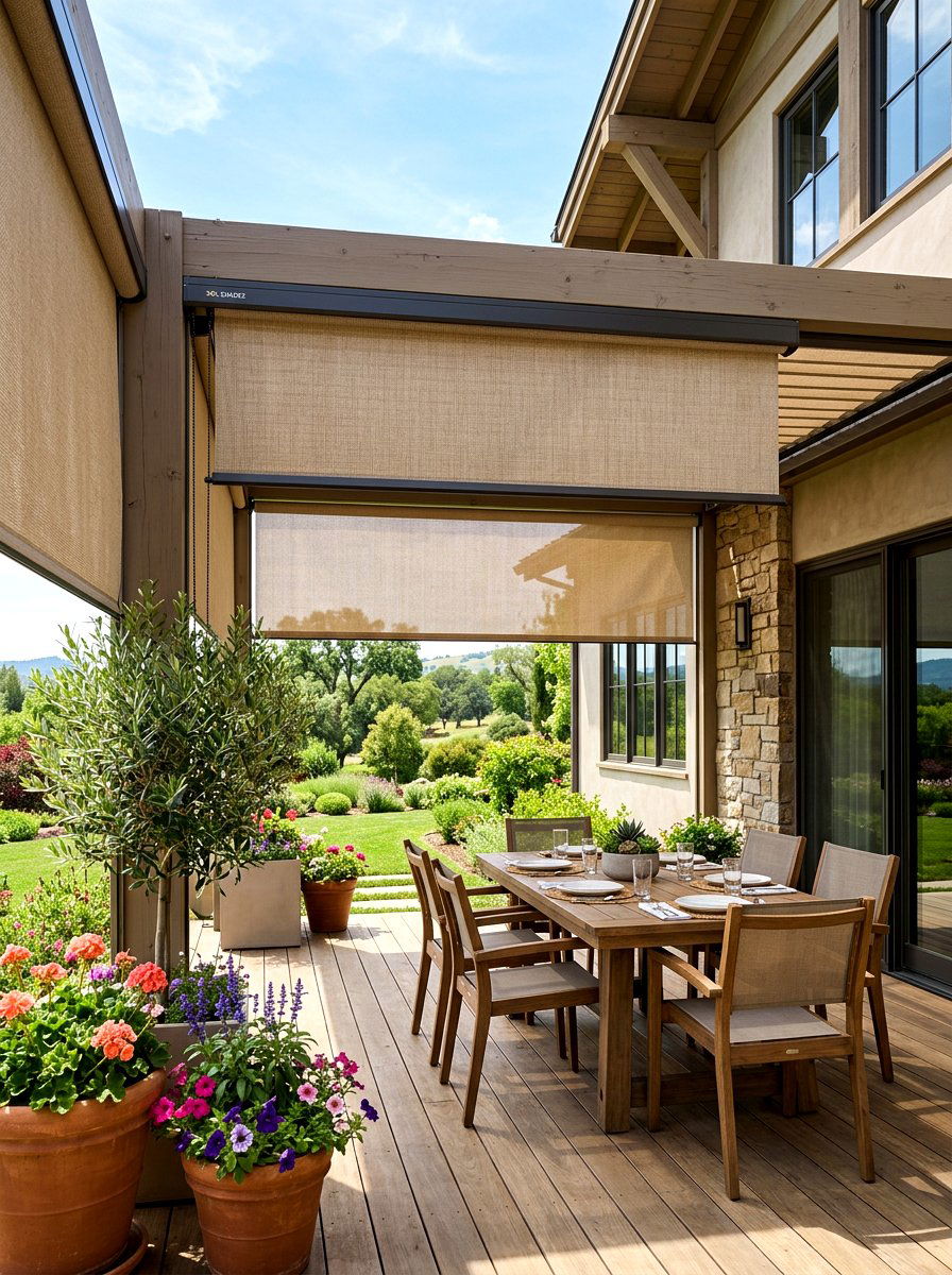 Exterior Roller Fabric Shades - 30 porch privacy screen ideas