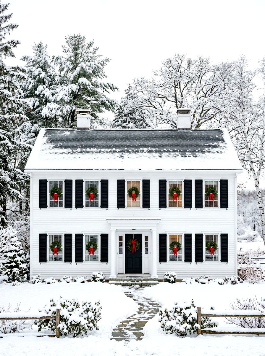 Exterior Shutter Wreath - 30 exterior wreath styling ideas