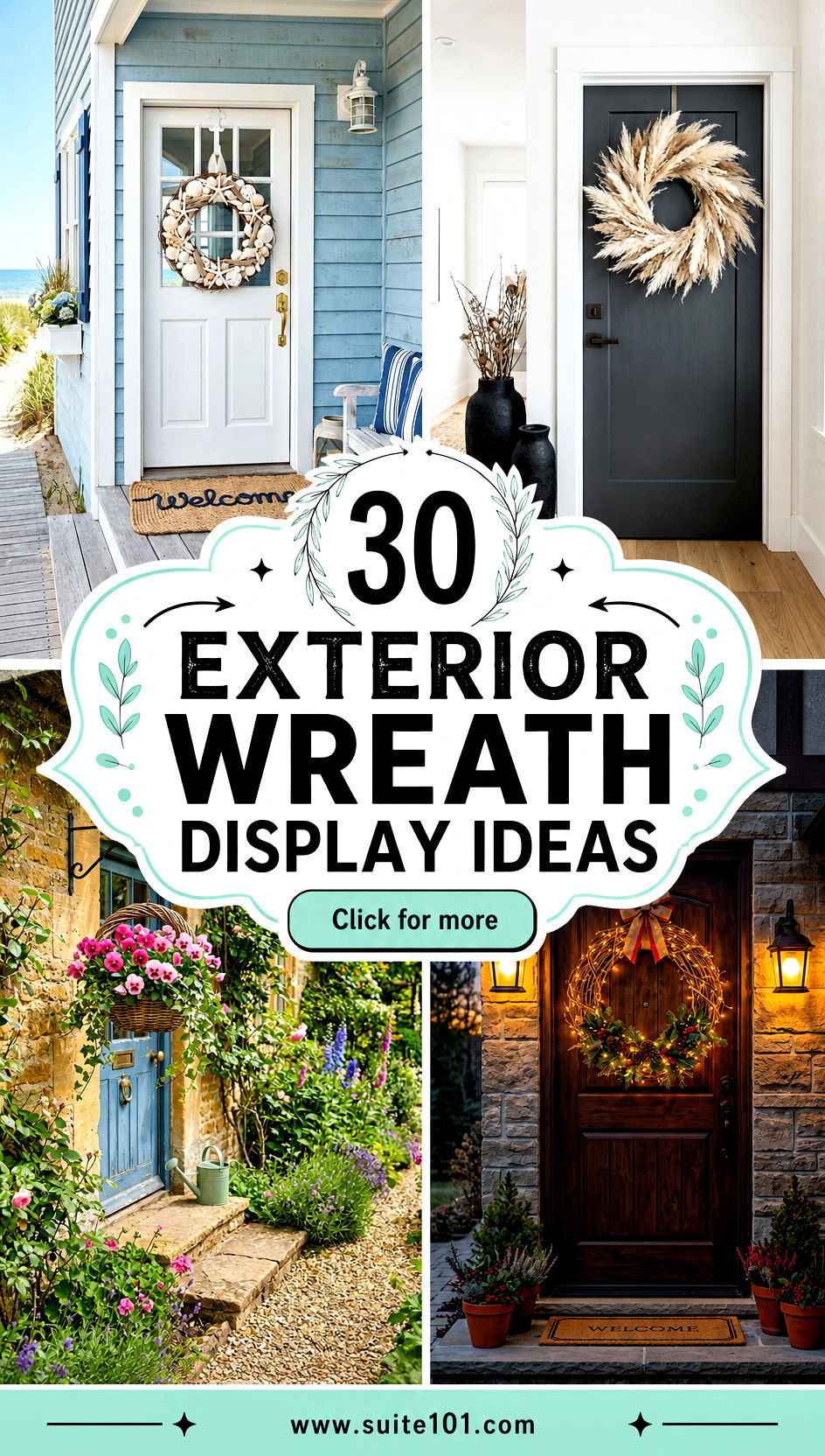 Exterior Wreath Display Ideas 30 Stunning Front Door Looks - Exterior Wreath Display Ideas: 30 Stunning Front Door Looks