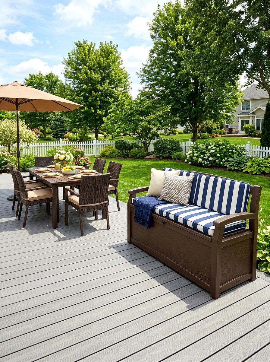 Extra Large Deck Box Seating - 30 patio storage bench seating ideas