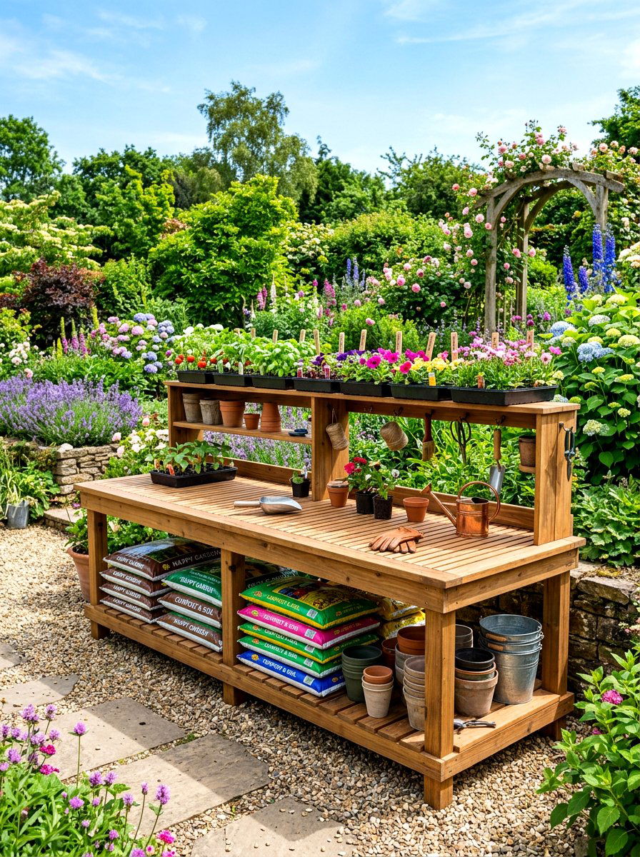 Extra Large Potting Bench - 30 potting bench ideas
