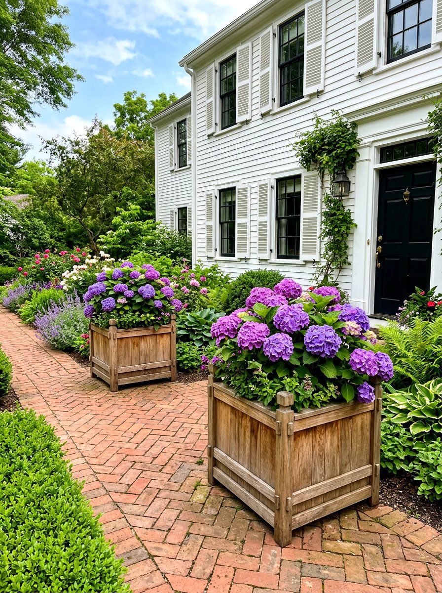 Extra Large Square Wooden Planters - 30 oversized planter curb appeal ideas