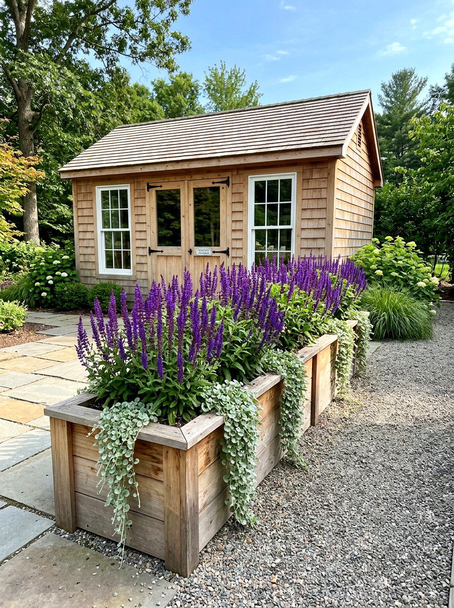 Extra Long Cedar Box - 30 shed flower box ideas