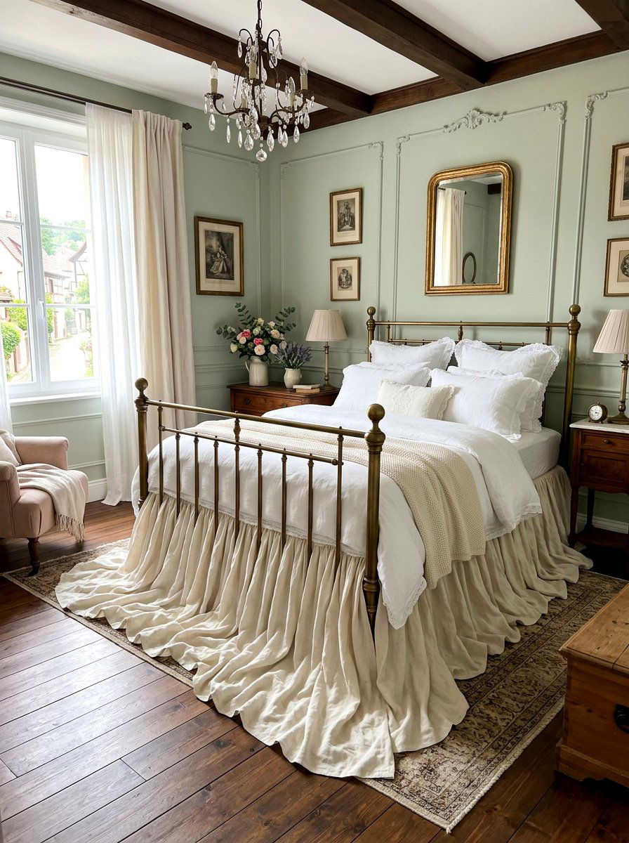 Extra Long Puddling Bed Skirt - 30 tailored bed skirt ideas