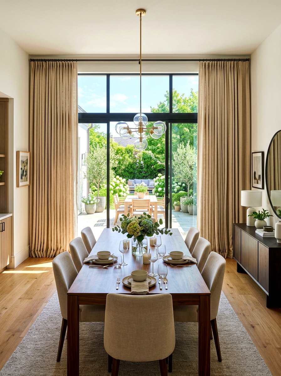 Extra Wide Sliding Door Drapes - 30 dining room drapery ideas