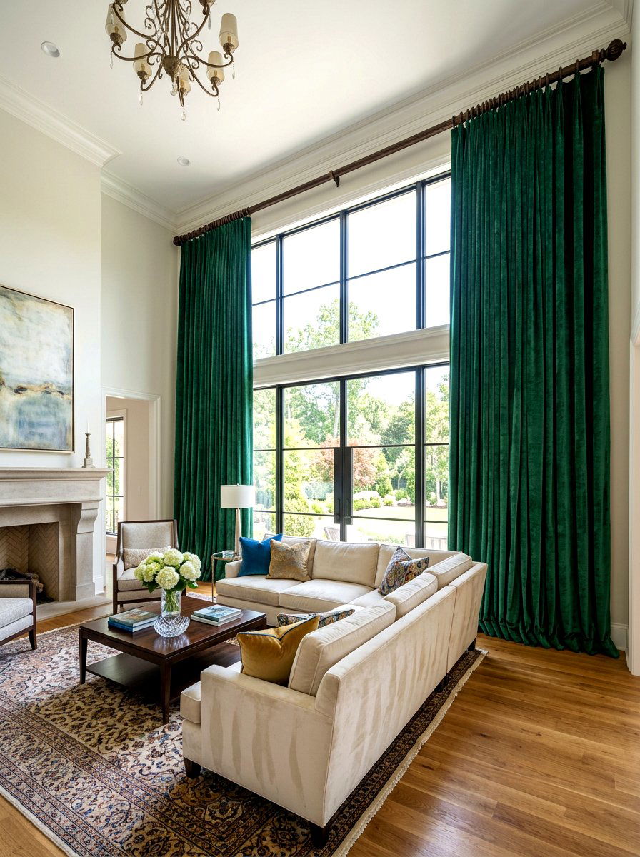 Extra Wide Window Curtains - 30 dramatic drapery living room ideas