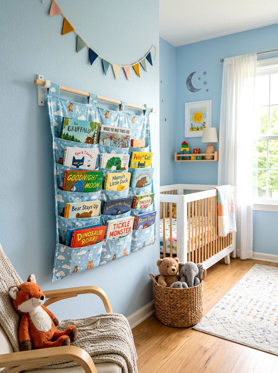 Fabric Book Sling - 30 no drill shelf styling ideas