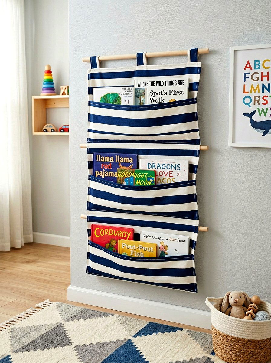 Fabric Book Sling - 30 nursery book display ideas
