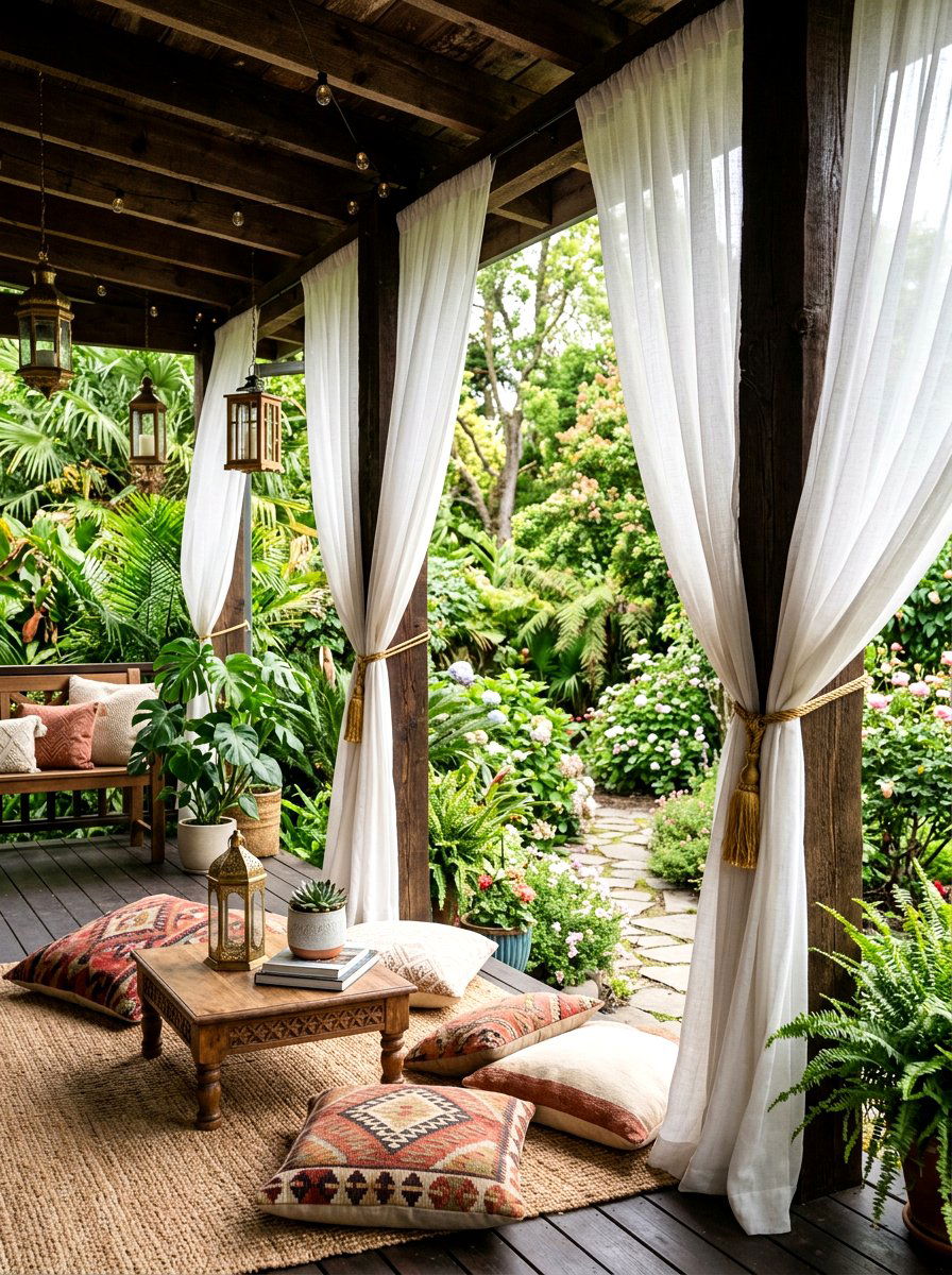 Fabric Column Drape - 30 porch columns decor ideas