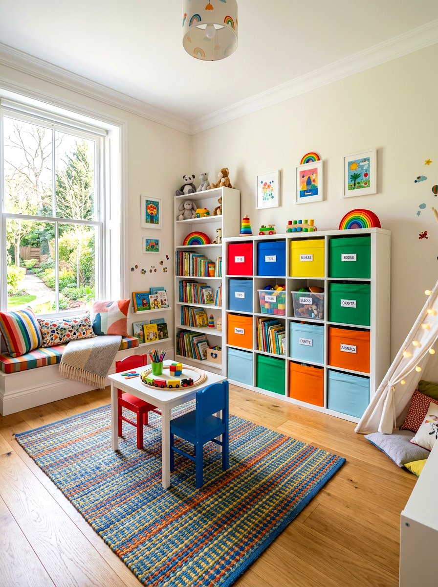 Fabric Cubby Bin - 30 toy storage ideas