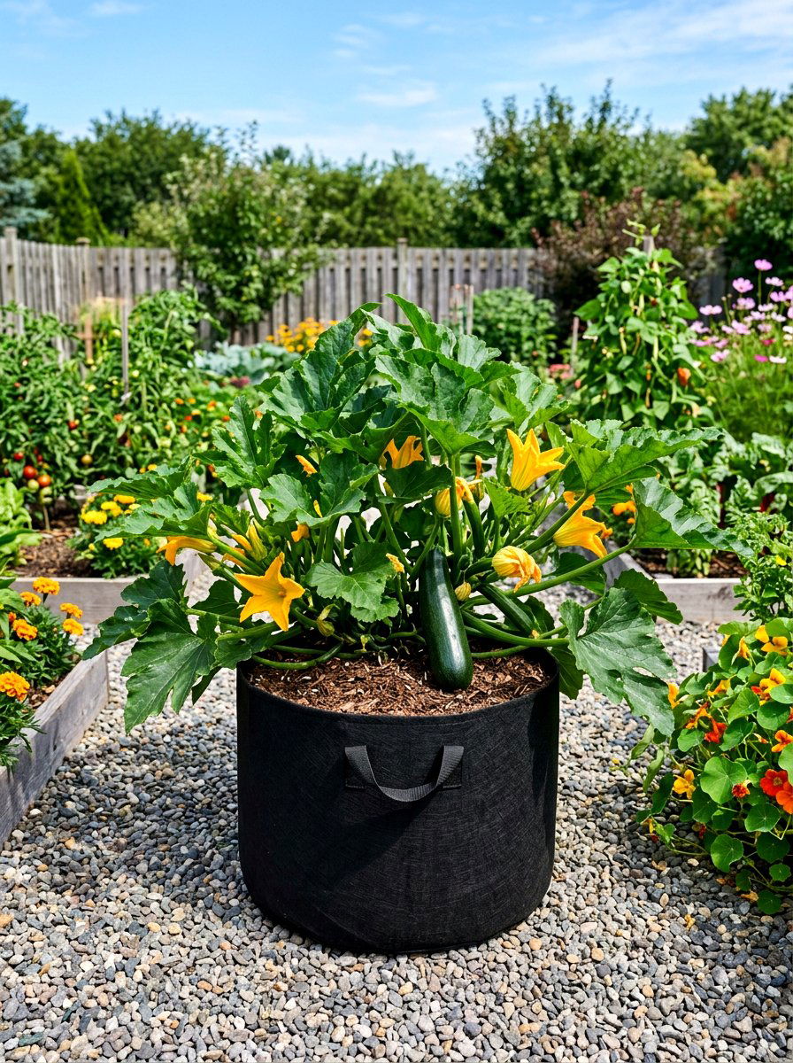 Fabric Grow Bag Zucchini - 30 container vegetable garden ideas