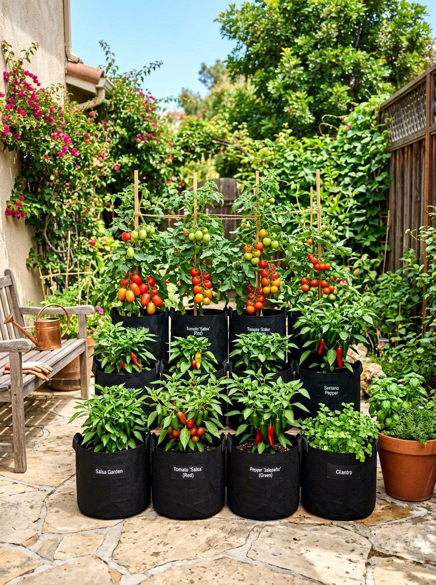 Fabric Grow Bag - 30 salsa garden ideas