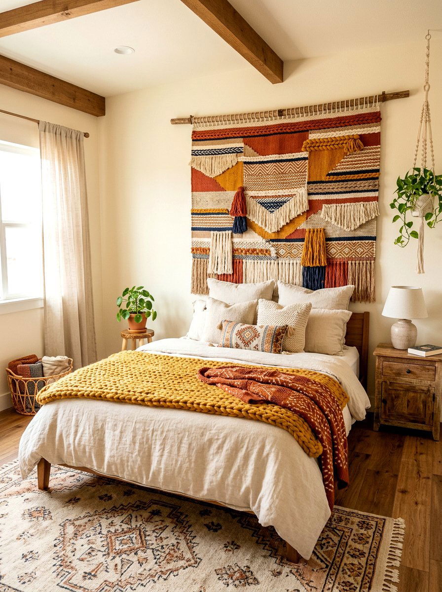 Fabric Hanging Wall - 30 bedroom accent wall ideas