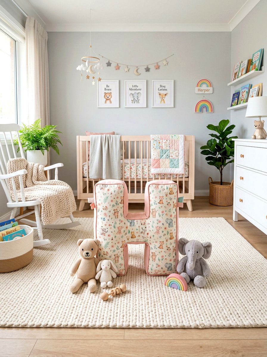 Fabric Initial Pillow - 30 monogram nursery ideas