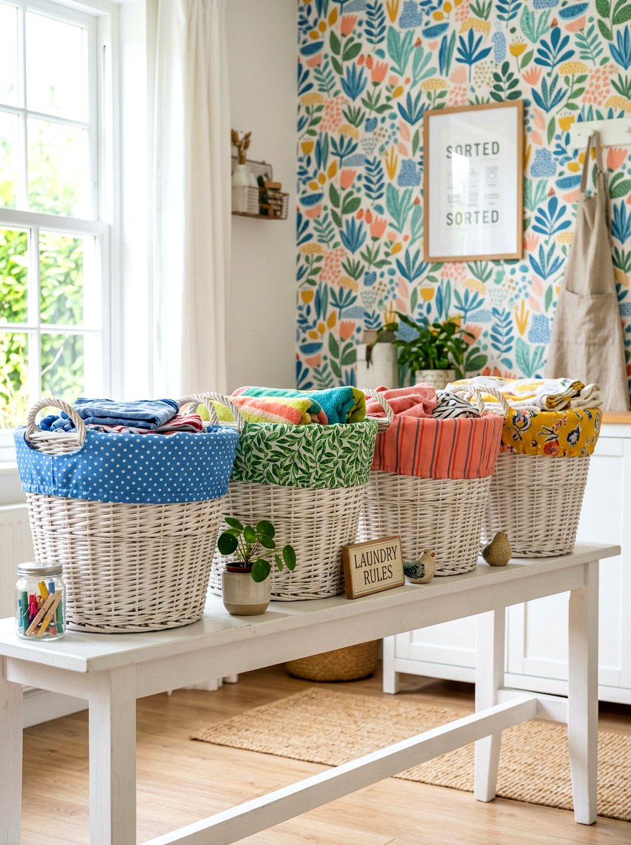 Fabric Laundry Liner - 30 laundry sorting station ideas