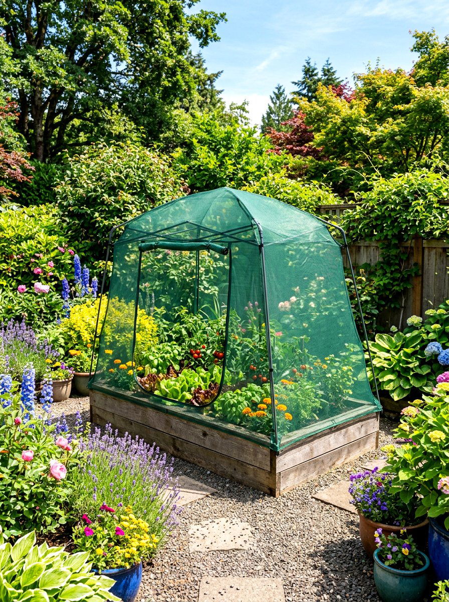 Fabric Mesh Garden Tent - 30 raised bed cover ideas