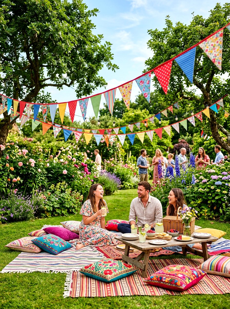 Fabric Party Bunting - 30 picnic party decor ideas