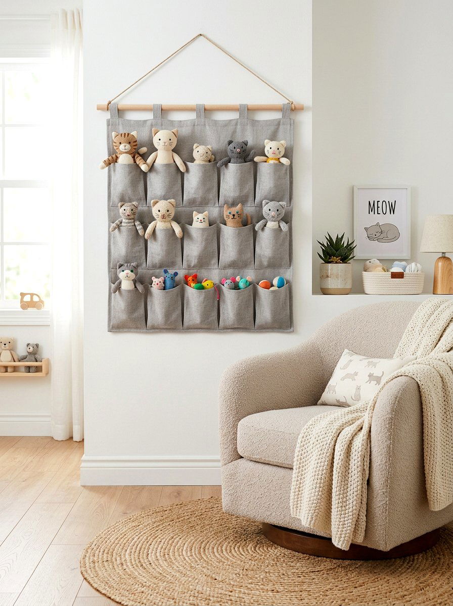 Fabric Pocket Wall Chart - 30 pet toy wall storage ideas