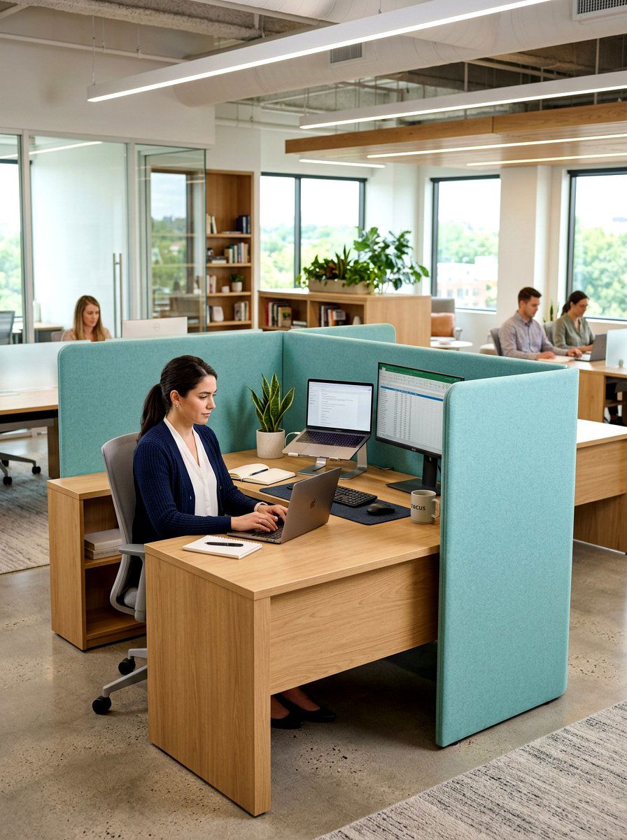 Fabric Privacy Screen - 30 sound dampening office ideas