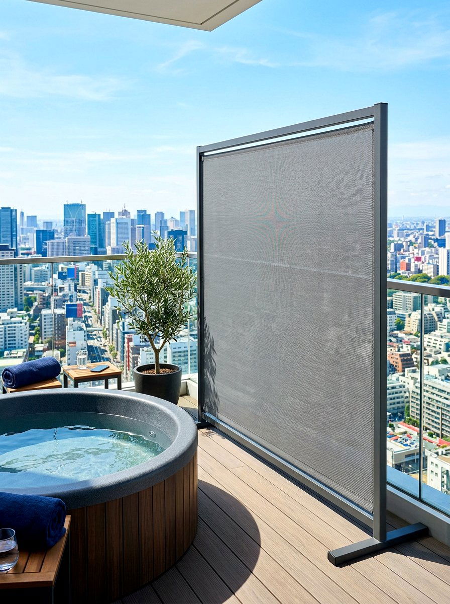 Fabric Privacy Screen - 30 hot tub privacy ideas