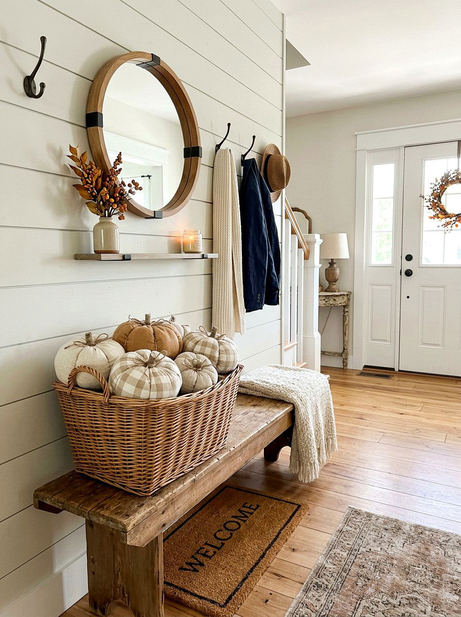 Fabric Pumpkin Basket - 30 pumpkin without pumpkins decor ideas