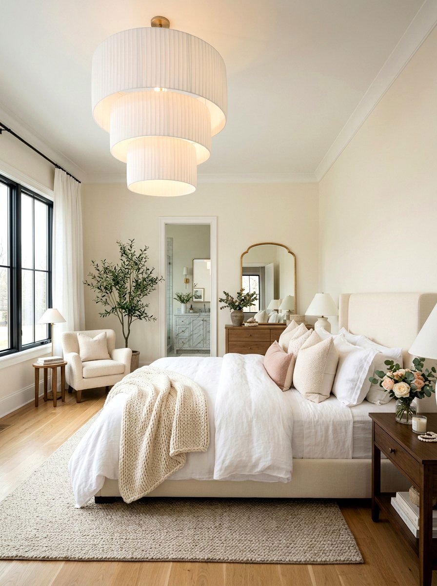 Fabric Shade Master Bedroom Pendant - 30 oversized pendant lighting ideas