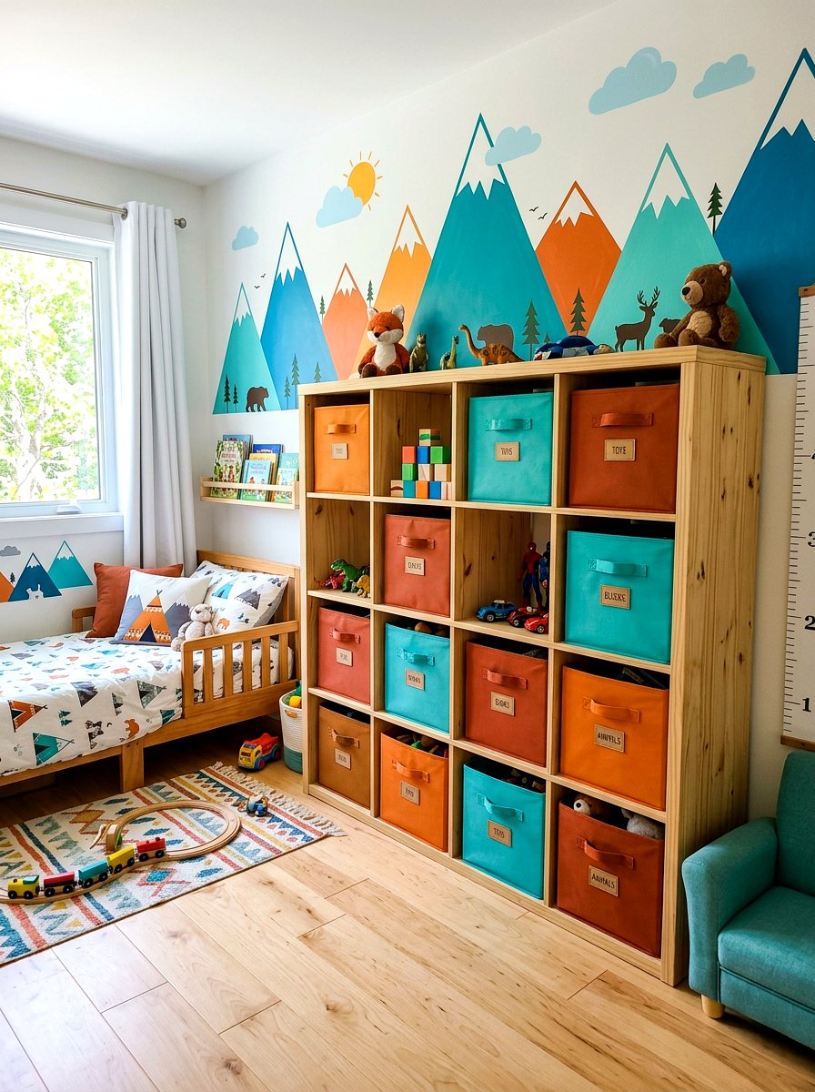 Fabric Storage Cubes - 30 toddler bedroom storage ideas